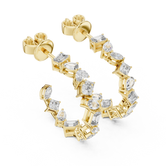 Aurevia Geometric Mixed-Cut Hoop Earrings