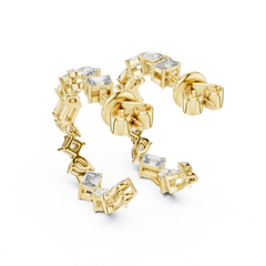 Aurevia Geometric Mixed-Cut Hoop Earrings