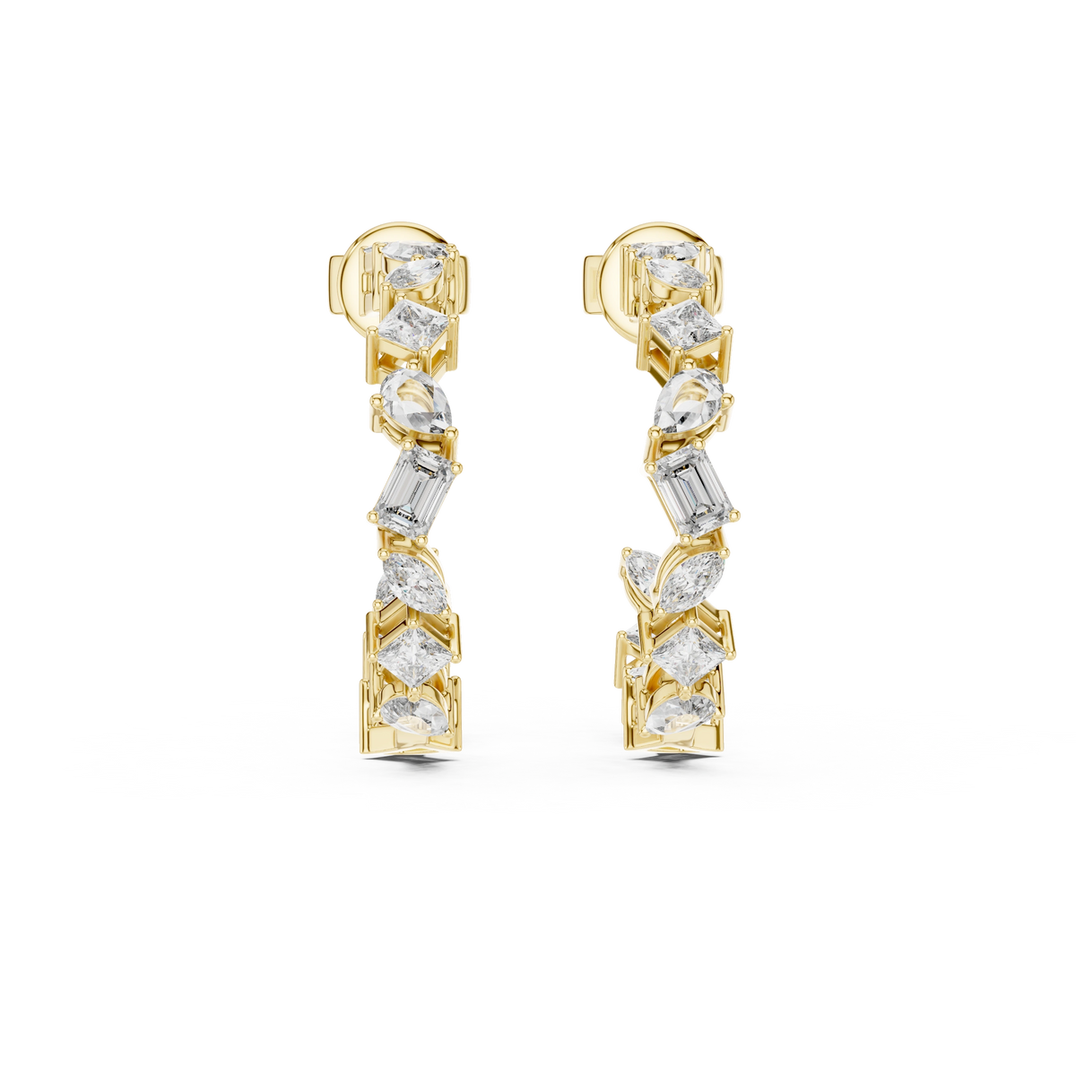 Aurevia Geometric Mixed-Cut Hoop Earrings