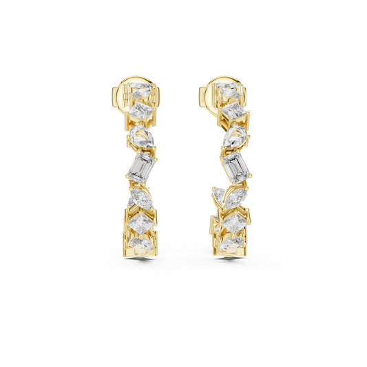 Geometric Mixed-Cut Hoop Earrings