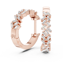 Aurevia Herringbone Baguette Hoop Earrings