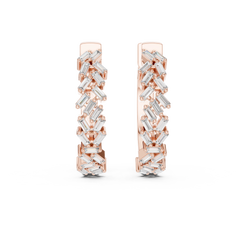 Aurevia Herringbone Baguette Hoop Earrings