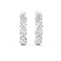 Aurevia Herringbone Baguette Hoop Earrings