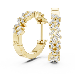Aurevia Herringbone Baguette Hoop Earrings