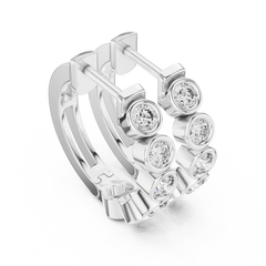 Aurevia Bezel-Set Eternity Huggie Earrings