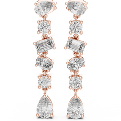 Aurevia Multi-Shape Diamond Linear Drop Earrings