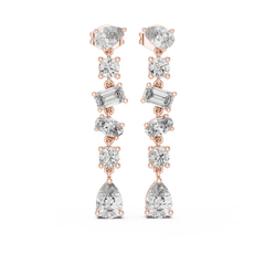 Aurevia Multi-Shape Diamond Linear Drop Earrings