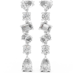 Aurevia Multi-Shape Diamond Linear Drop Earrings