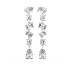 Aurevia Multi-Shape Diamond Linear Drop Earrings