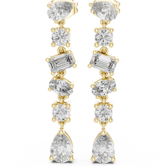 Aurevia Multi-Shape Diamond Linear Drop Earrings