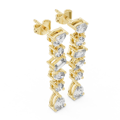 Aurevia Multi-Shape Diamond Linear Drop Earrings