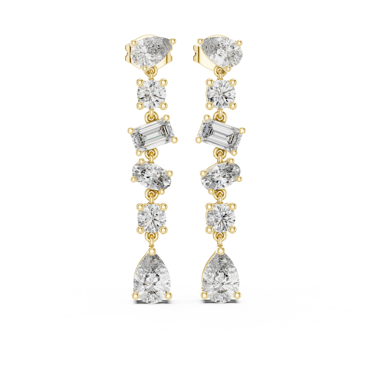 Aurevia Multi-Shape Diamond Linear Drop Earrings