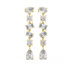 Aurevia Multi-Shape Diamond Linear Drop Earrings