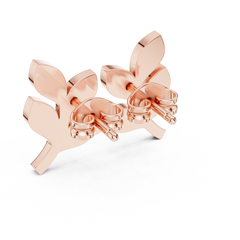 Aurevia Golden Leaf & Diamond Sprig Studs
