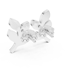 Aurevia Golden Leaf & Diamond Sprig Studs