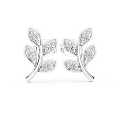 Aurevia Golden Leaf & Diamond Sprig Studs