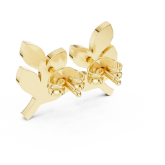 Aurevia Golden Leaf & Diamond Sprig Studs