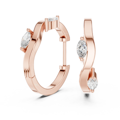 Aurevia Marquise Wave Hoop Earrings