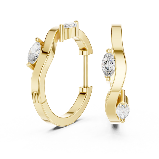 Marquise Wave Hoop Earrings