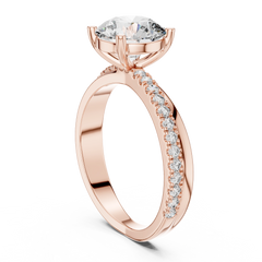 Graceful Round Bypass Pave Diamond Ring