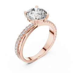Graceful Round Bypass Pave Diamond Ring
