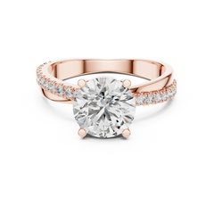 Graceful Round Bypass Pave Diamond Ring