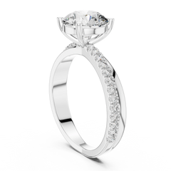 Graceful Round Bypass Pave Diamond Ring