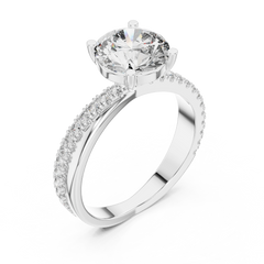 Graceful Round Bypass Pave Diamond Ring