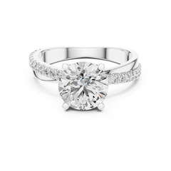 Graceful Round Bypass Pave Diamond Ring