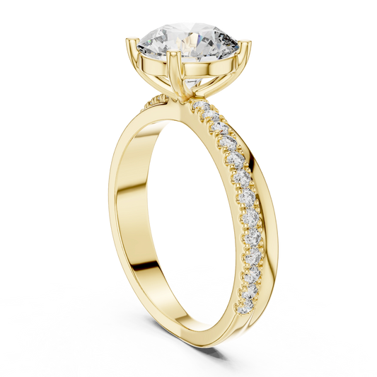 Graceful Round Bypass Pave Diamond Ring