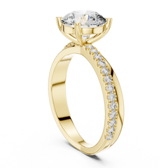 Graceful Round Bypass Pave Diamond Ring