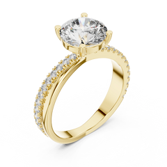 Graceful Round Bypass Pave Diamond Ring