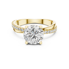 Graceful Round Bypass Pave Diamond Ring
