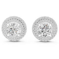 Aurevia Majestic Double-Halo Diamond Stud Earrings