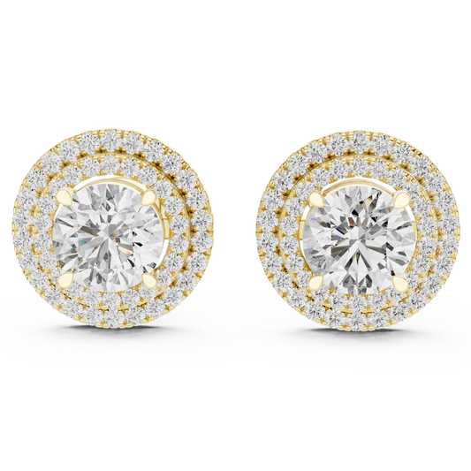 Majestic Double-Halo Diamond Stud Earrings