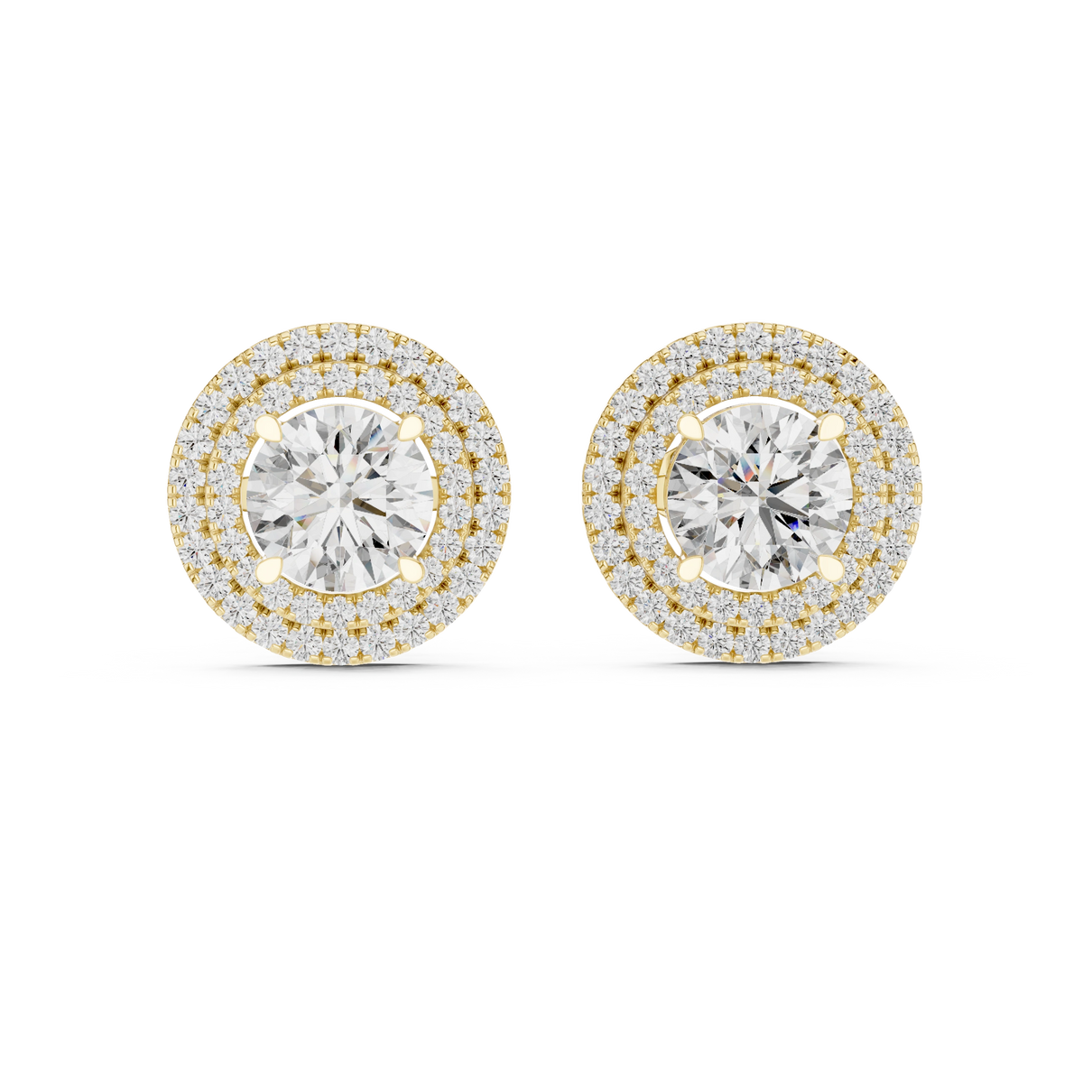 Aurevia Majestic Double-Halo Diamond Stud Earrings