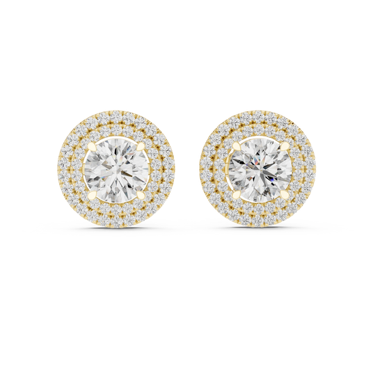 Majestic Double-Halo Diamond Stud Earrings