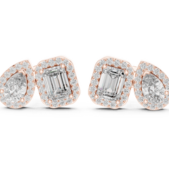 Aurevia Mixed-Cut Halo Duo Stud Earrings