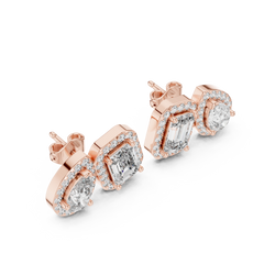 Aurevia Mixed-Cut Halo Duo Stud Earrings