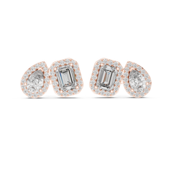 Aurevia Mixed-Cut Halo Duo Stud Earrings