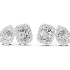 Aurevia Mixed-Cut Halo Duo Stud Earrings