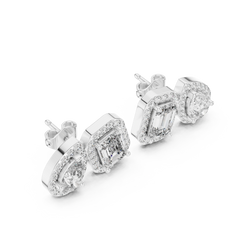 Aurevia Mixed-Cut Halo Duo Stud Earrings