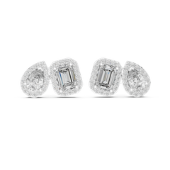 Aurevia Mixed-Cut Halo Duo Stud Earrings