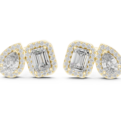Aurevia Mixed-Cut Halo Duo Stud Earrings