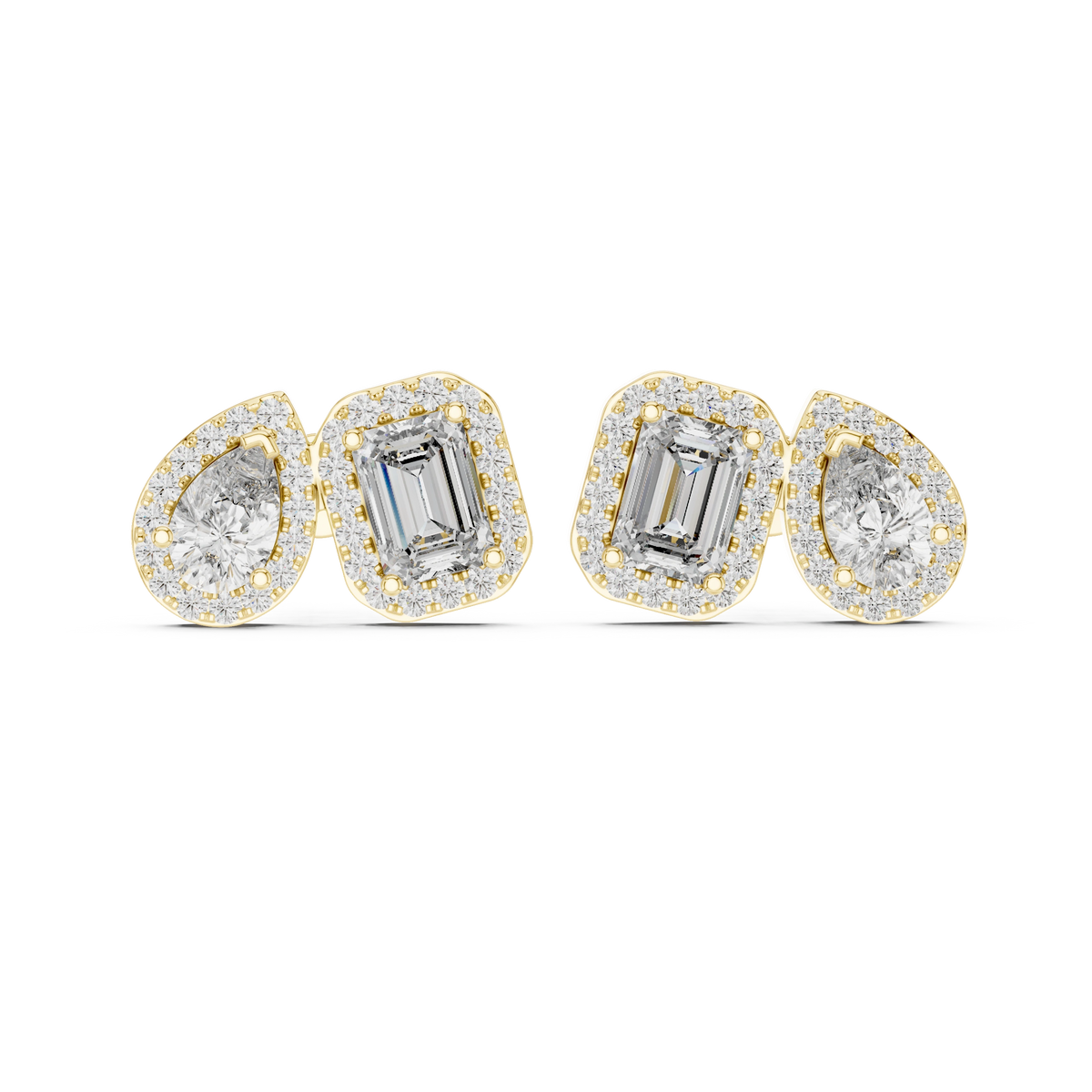 Aurevia Mixed-Cut Halo Duo Stud Earrings