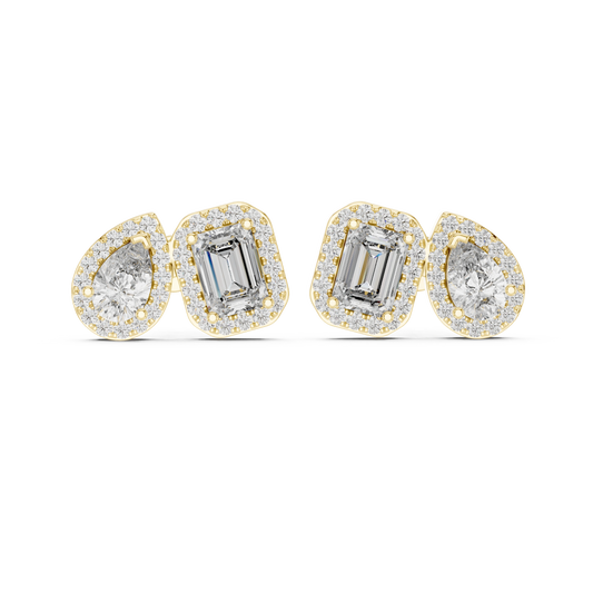 Mixed-Cut Halo Duo Stud Earrings
