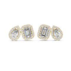 Aurevia Mixed-Cut Halo Duo Stud Earrings