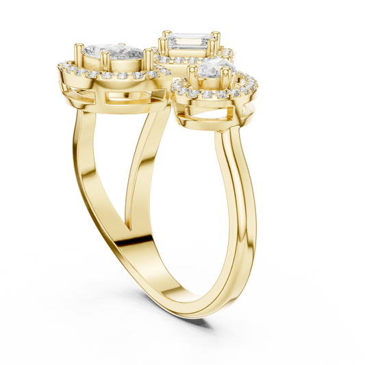 Aurevia Mosaic Mixed-Shape Open Halo Diamond Ring