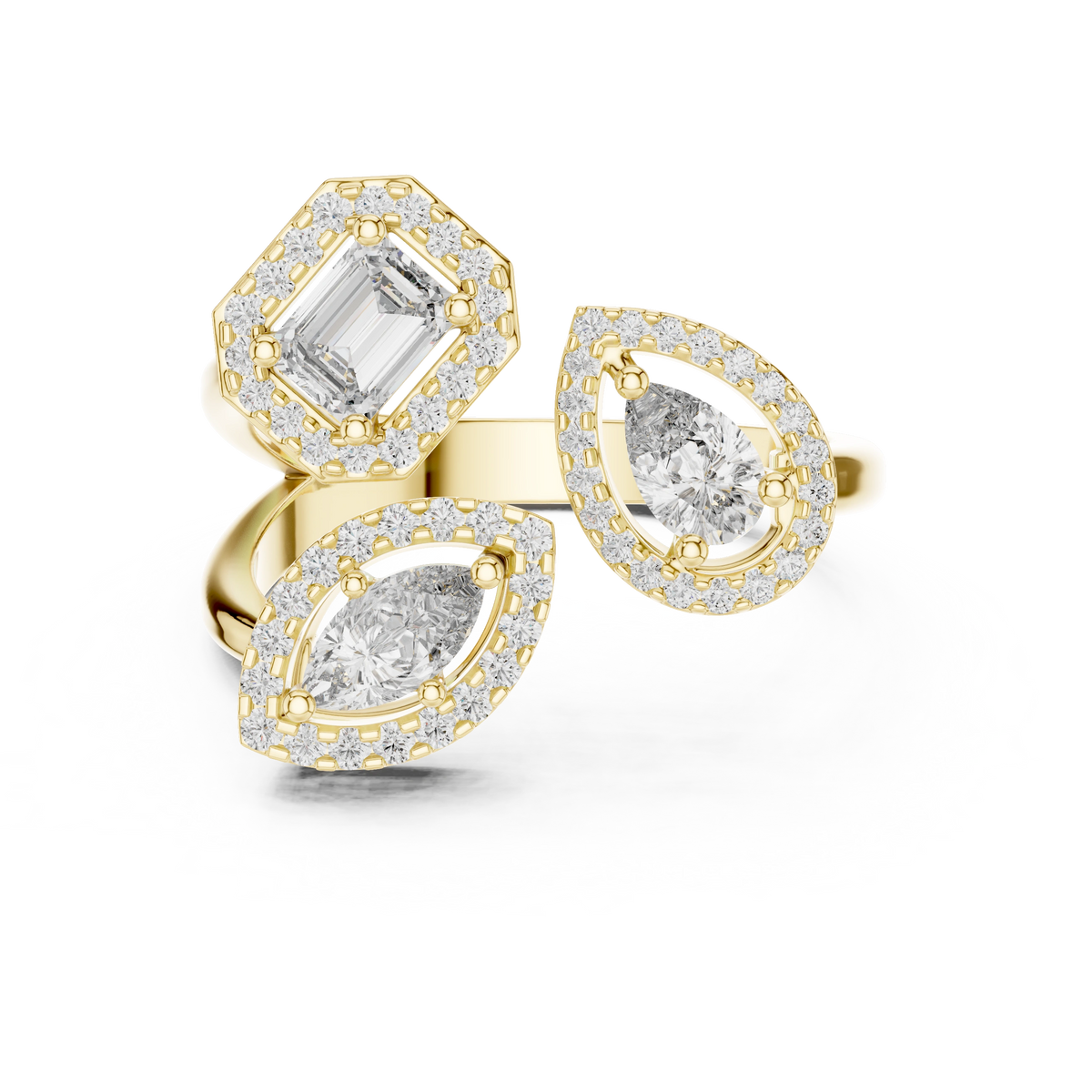 Aurevia Mosaic Mixed-Shape Open Halo Diamond Ring