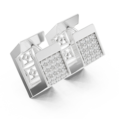 Aurevia Structured Square Pave Huggie Earrings